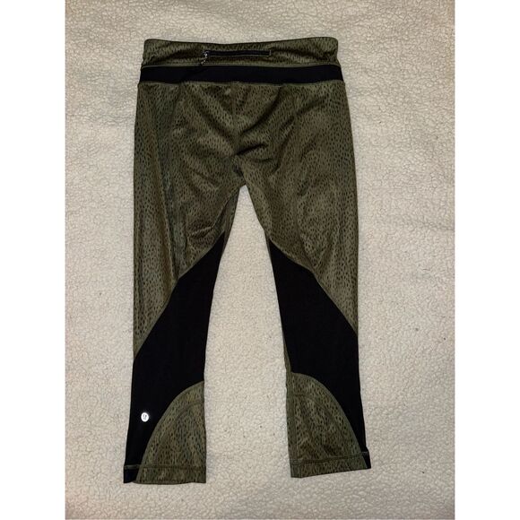 Lululemon Women’s Inspire Crop II Leggings Olive Black Size 6 EUC - Picture 8 of 11